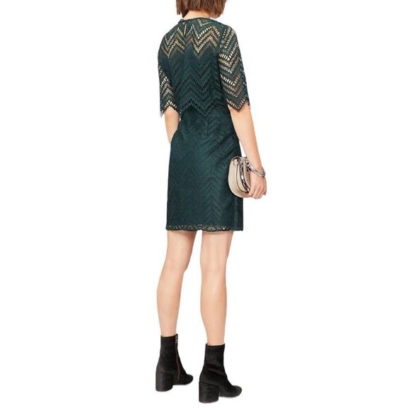 Maje Rosalba Emerald Green Lace Overlay Dress Size 2 | Cocktail Wedding Guest Pa - Picture 2 of 13